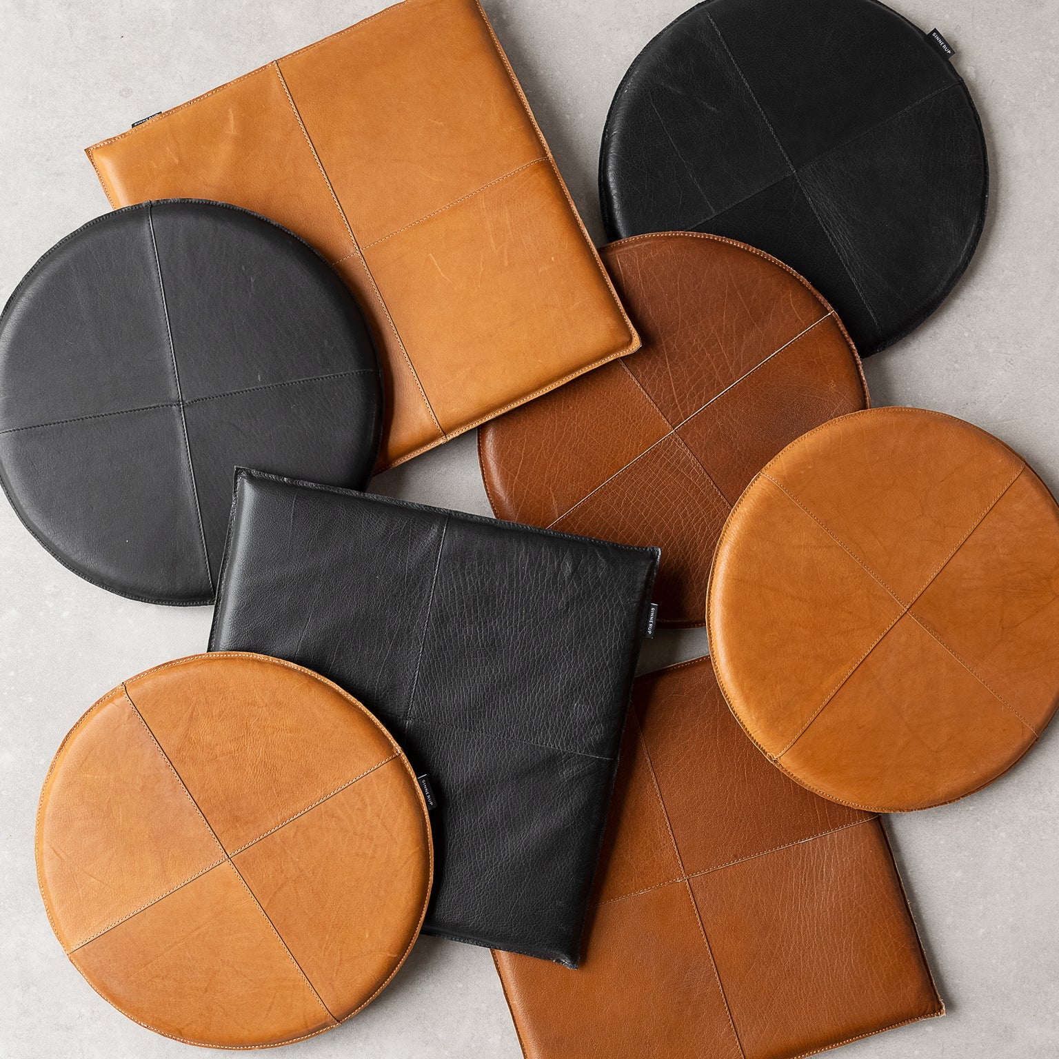 Sitzkissen Quadratisch aus Leder Schwarz